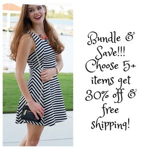Express black And white striped dress! Never worn!